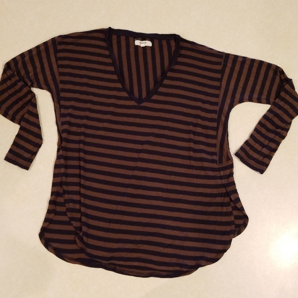 Madewell Brown/Black Striped Blouse XS
